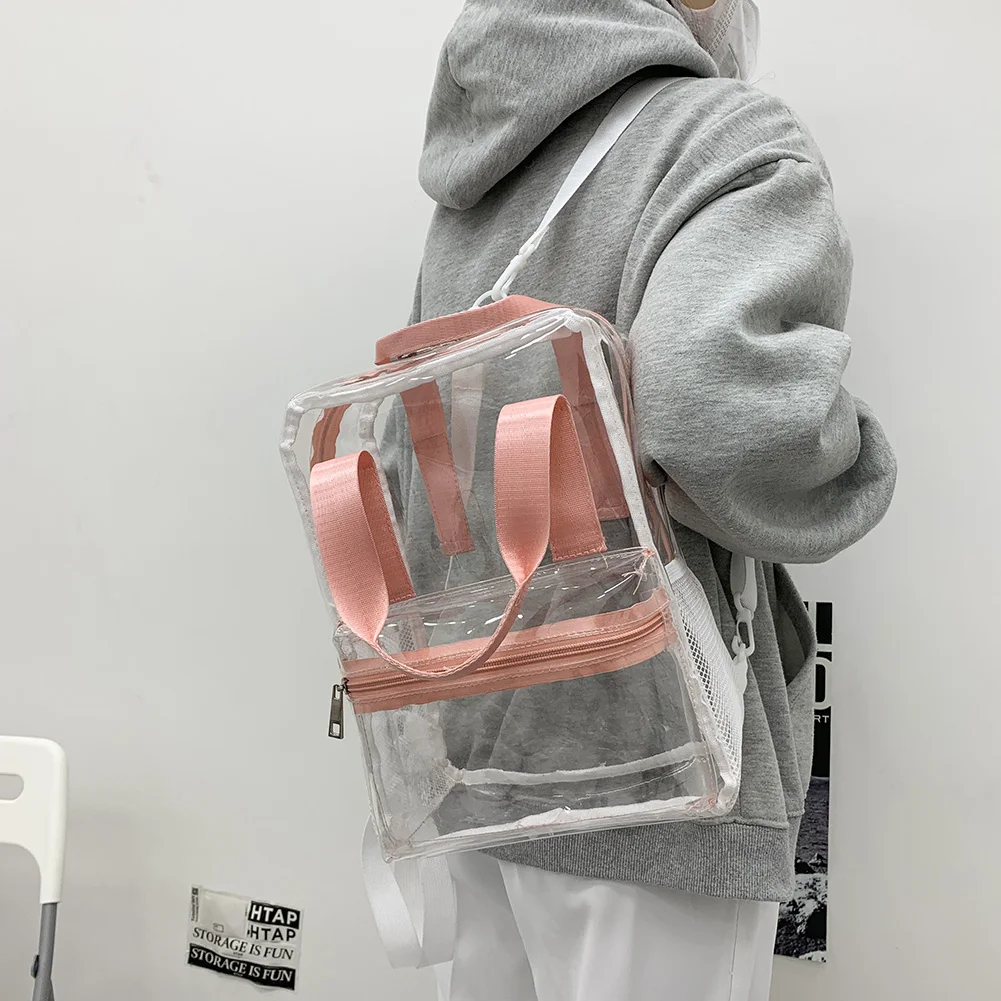 Mochila casual clara impermeável para mulheres, Bolsa de ombro dupla Bolsa de lazer ao ar livre feminina, Grande capacidade