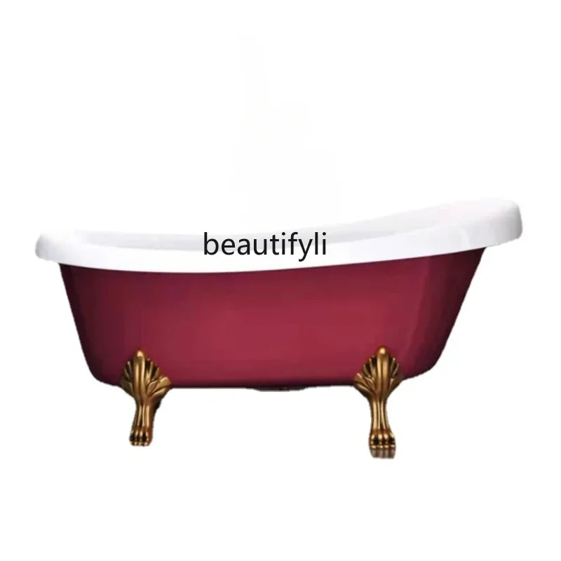 

Light Luxury Imperial Concubine Bathtub Acrylic Double-Layer Thermal Insulation Thickened Color Household Bathtub Shooting Props