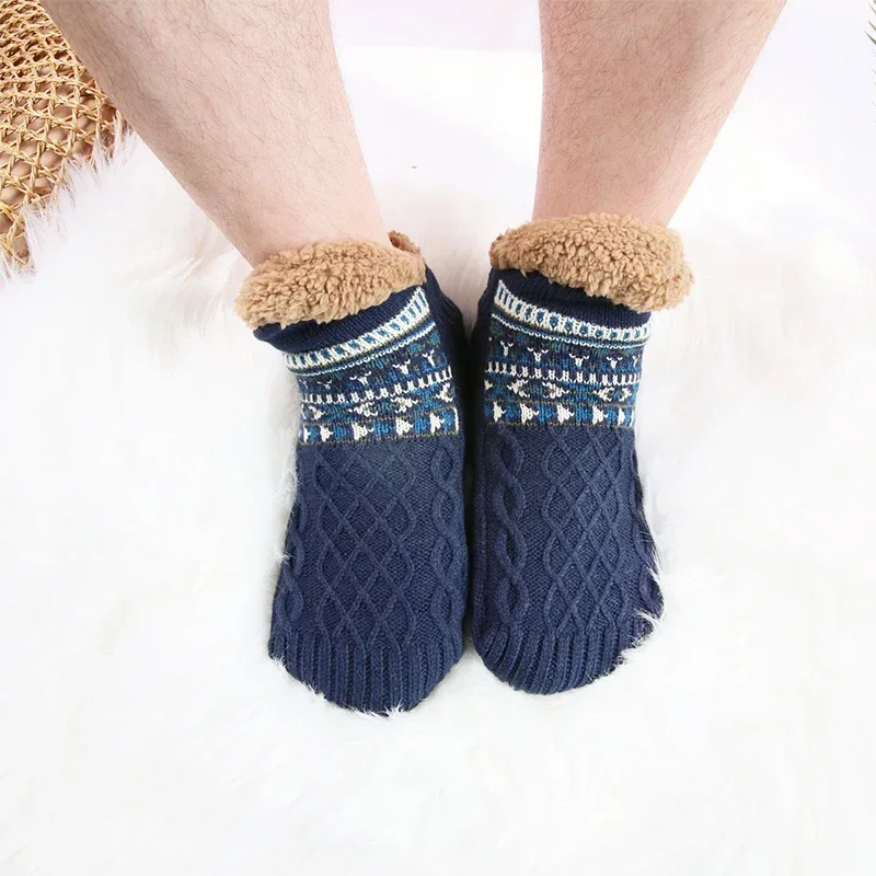 1 пара мужских носков, осенние и зимние носки-тапочки, домашние теплые зимние носки, ковер для сна, носки, сандалии, мужские нескользящие носки