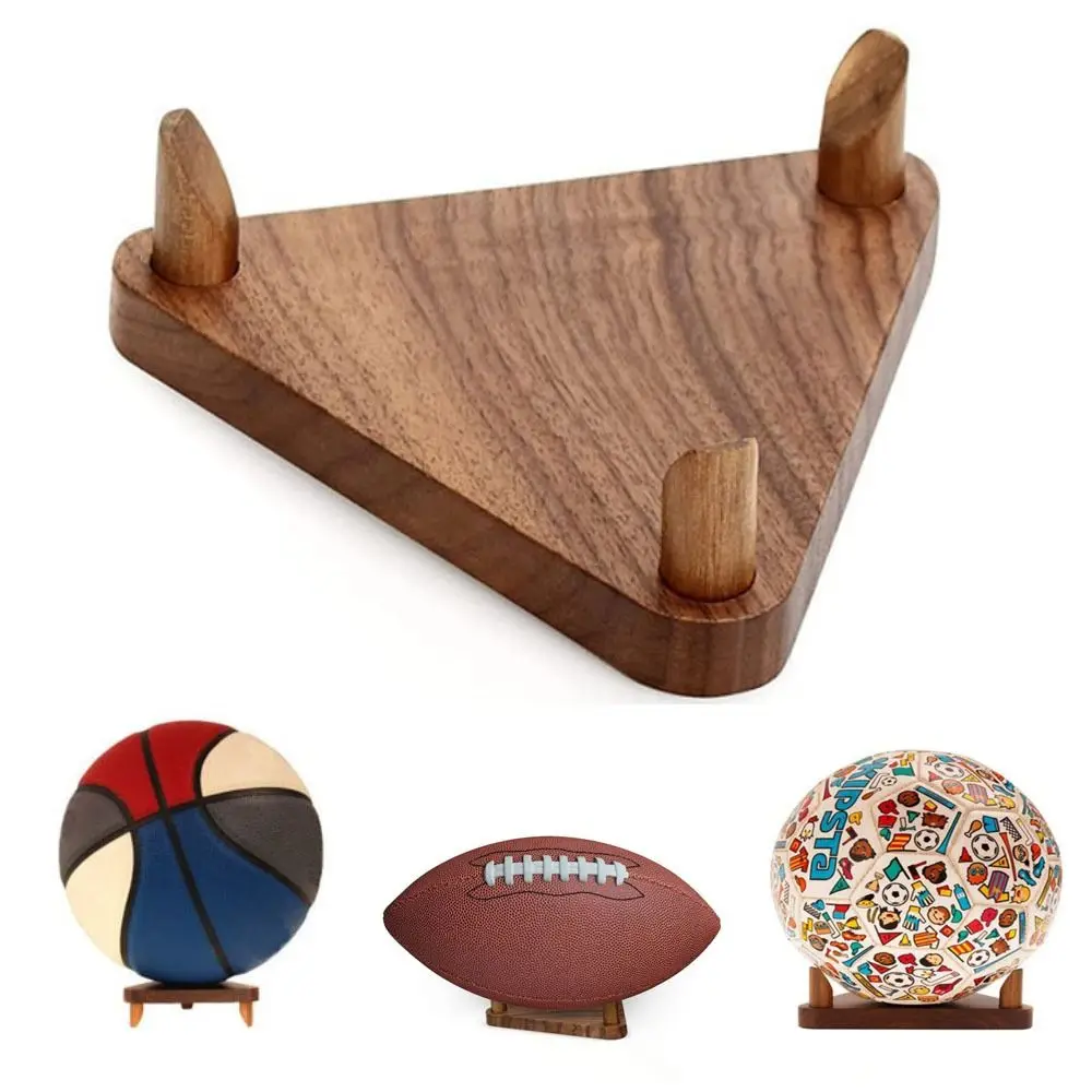 Wood Basketball Display Stand Triangle Rack Desktop Decorative Sports Ball Storage Racks Display Base Tripods