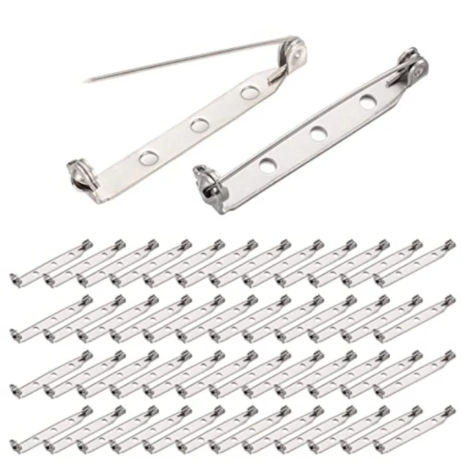 

Brooch Pin Back 60pcs Bar Pin Back 1.5 Inch Clasp Pinback Brooch Backings for Crafts Badge Name Tag DIY Jewelry Making and Craf