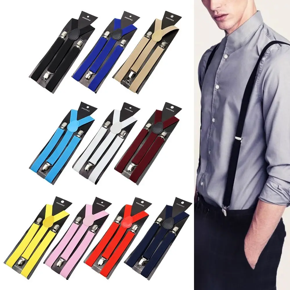 New Fashion Men Women Solid Color Unisex Suspenders Suspenders Braces Adjustable Straps Elastic