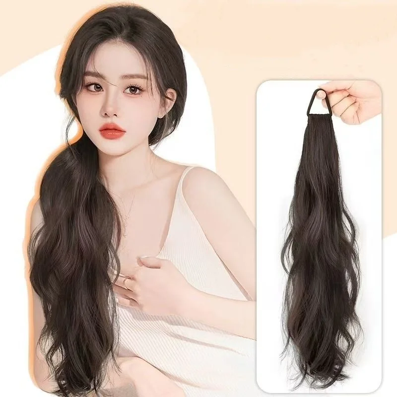 Synthetic  Ponytail women's rubber band ponytail Korean style big wavy hair simulation hair natural temperament ponytail