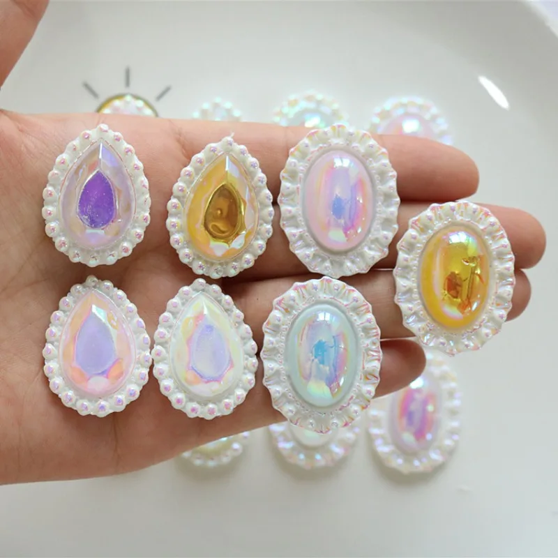 10pcs Mini Kawaii Waterdrop Resin Flat Back Cabochons Scrapbook Diy  Party Hairpin Accessories Home Decoration Craft