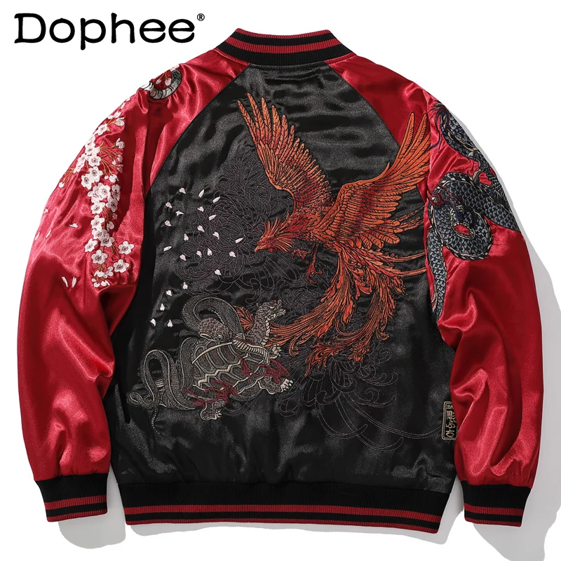 Fashionable Spring Autumn Machine Embroidery Men's Jacket Yokosuka Trendy Male Long-Sleeve Animal Pattern Zipper Jackets