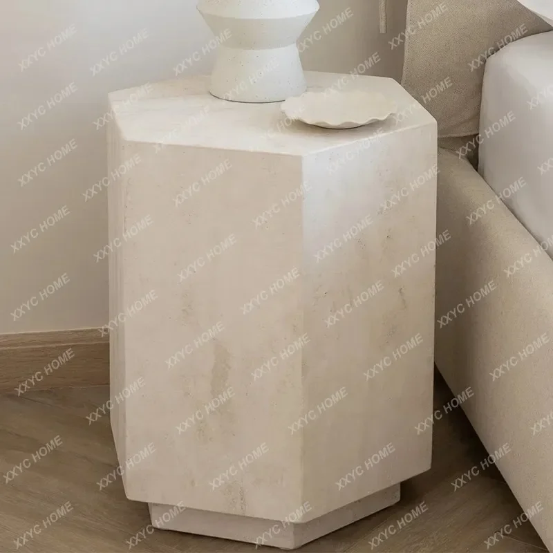 Natural Travertine Side Table Modern Minimalist Living Room Home Sofa Light Luxury Creative Side Table