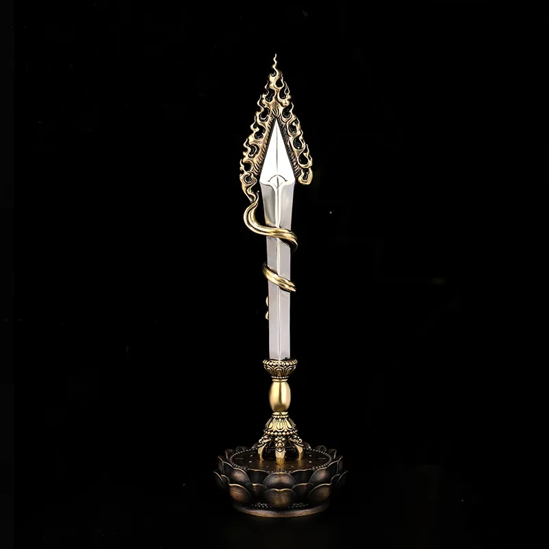 Nepalese Craftsmanship Brass Manjushri Sword Ornament, Tibetan Style Manjushri Wisdom Sword, Tantric Vajra, Set of Ritual Instru