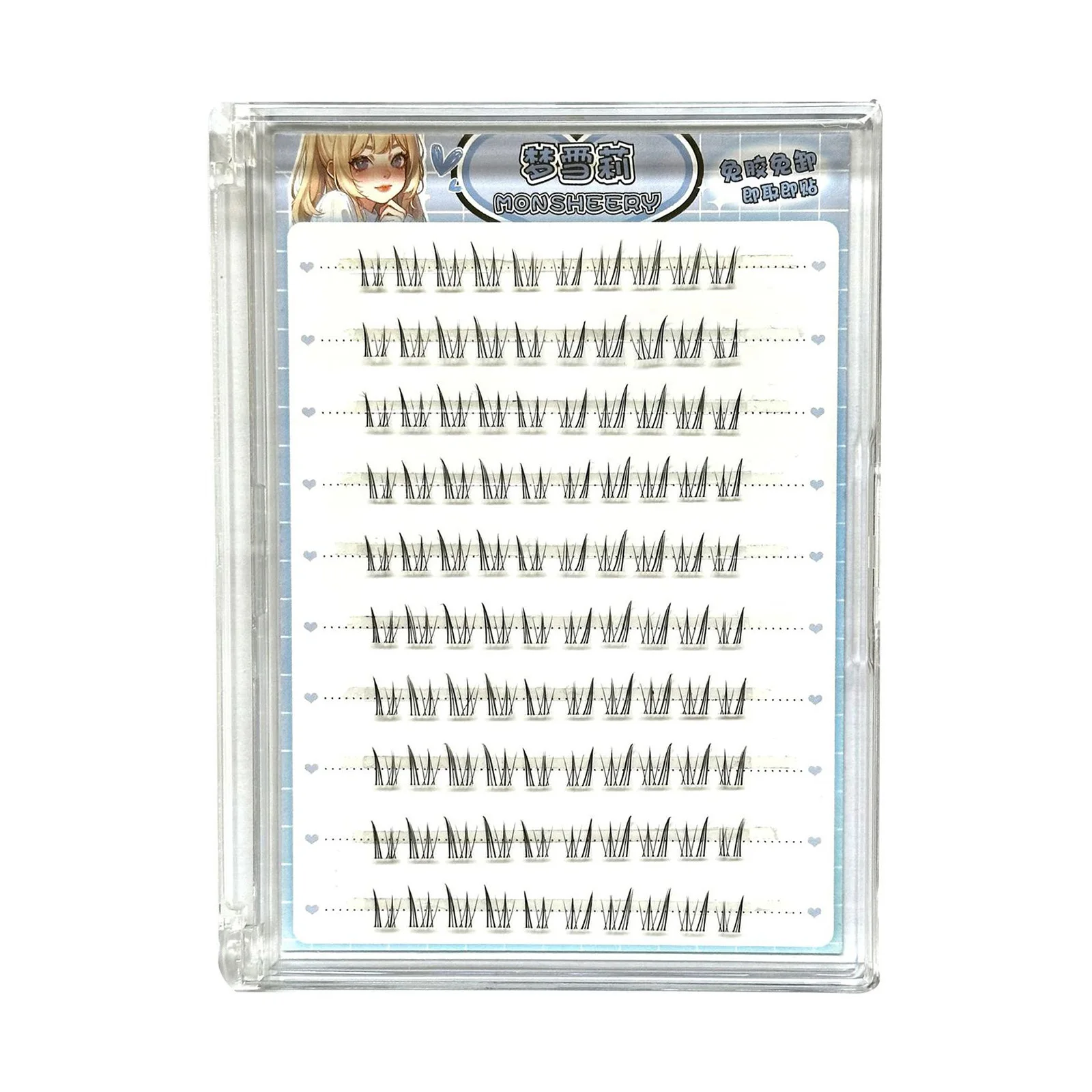 Bunny Lower False Eyelashes Transparent Band Natürliche Einzelwimpern-Cluster für perfektes Augen-Make-up 4-6mm gemischte Krümmung