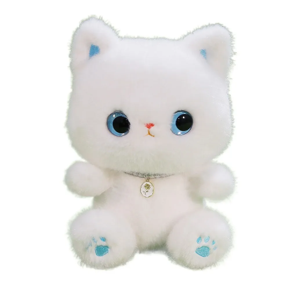 

Cute Stuffed Animals Black Cat Plush Toy Furry Fluffy Siamese Cat Doll Cartoon Kawaii Cat Table Doll Kids Gifts