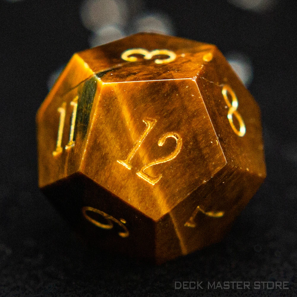 Yellow Tiger Eye Dice Polyhedral Gemstone Various Shapes Digital D20 DnD Dice for D&D TRPG Magic Tabletop Games Board Games Dice