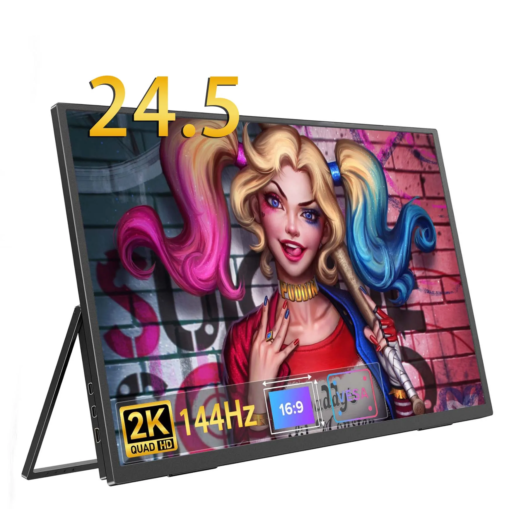 

AHXJKA 24.5" 144Hz 2K Mounted Computer Portable Monitor 100%sRGB Low Blue Light For XBox PS4 / 5 Switch Cell Phone PC Loptop