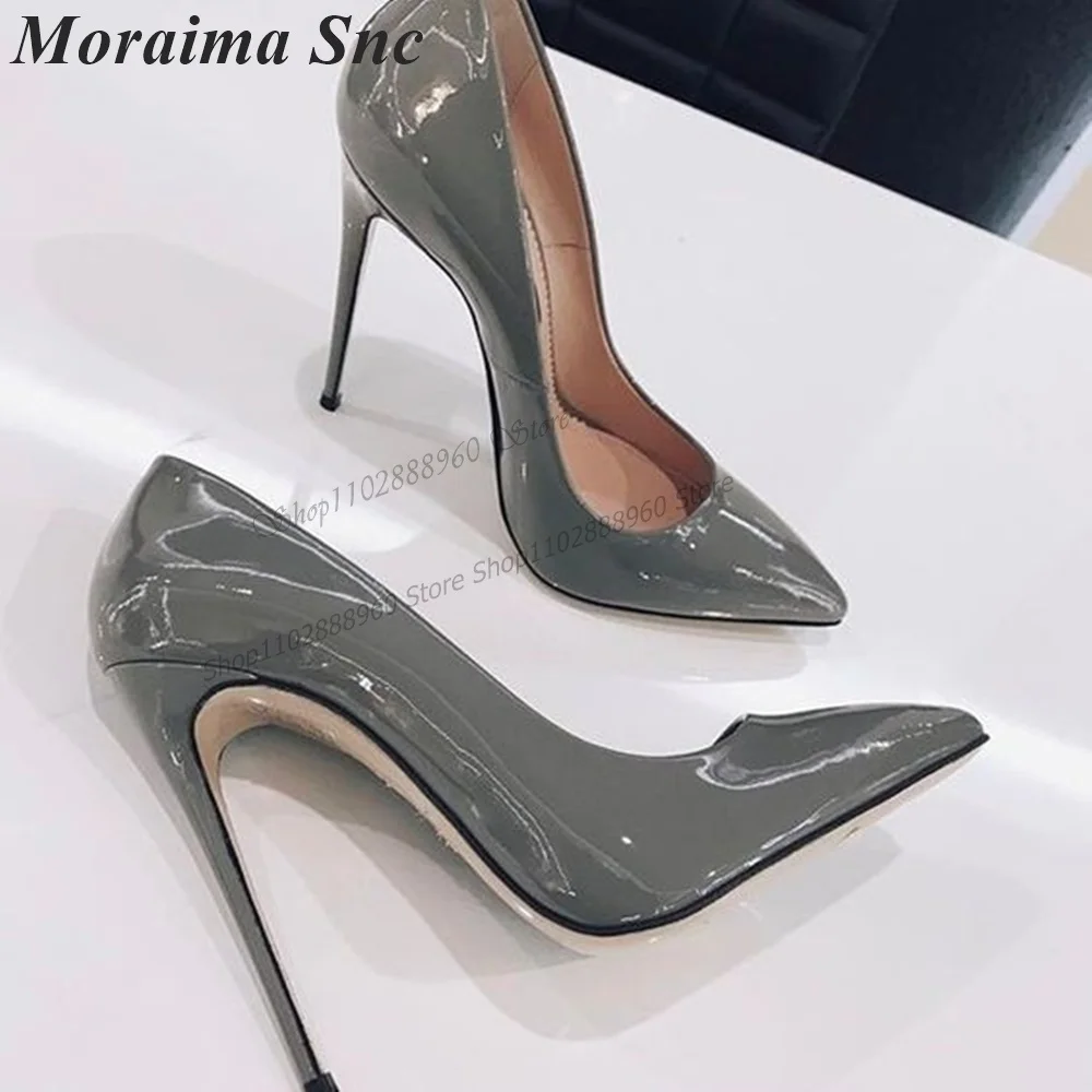 Nude Patent Leather Simple Graceful Pumps Stilettos High Heel Women Shoes Slip-On Pointed Toe 2023 Fashion Zapatos Para Mujere