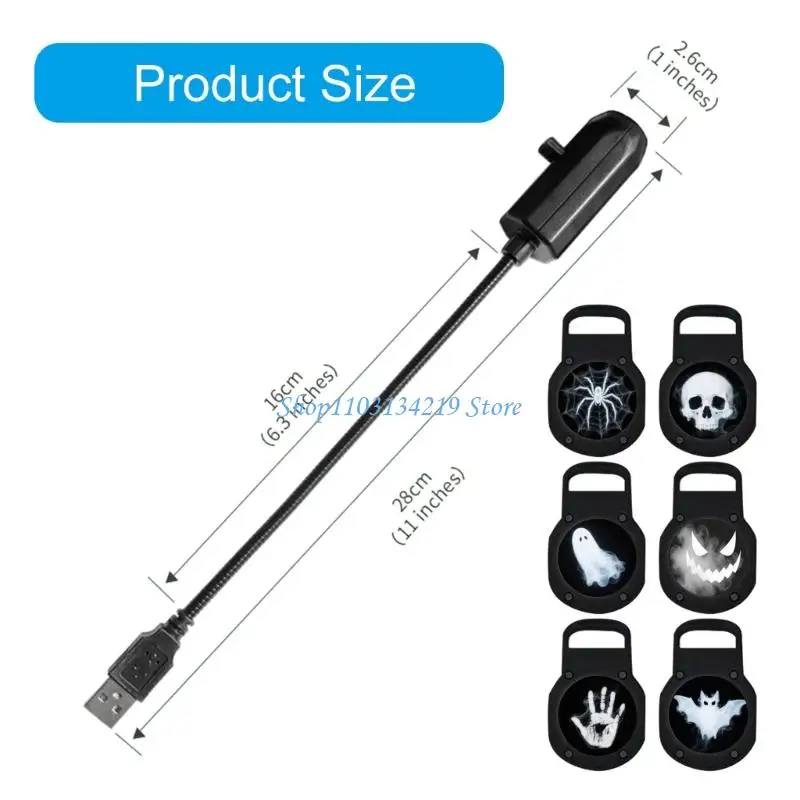 Lámpara práctica N5KC para proyector fiesta Halloween, con 6 diapositivas cambiables, USB Plug Play, iluminación ajustable