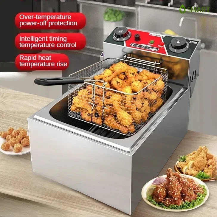 

New commercial electric fryer (single/double - cylinder, with timing) for frying fries and chicken.