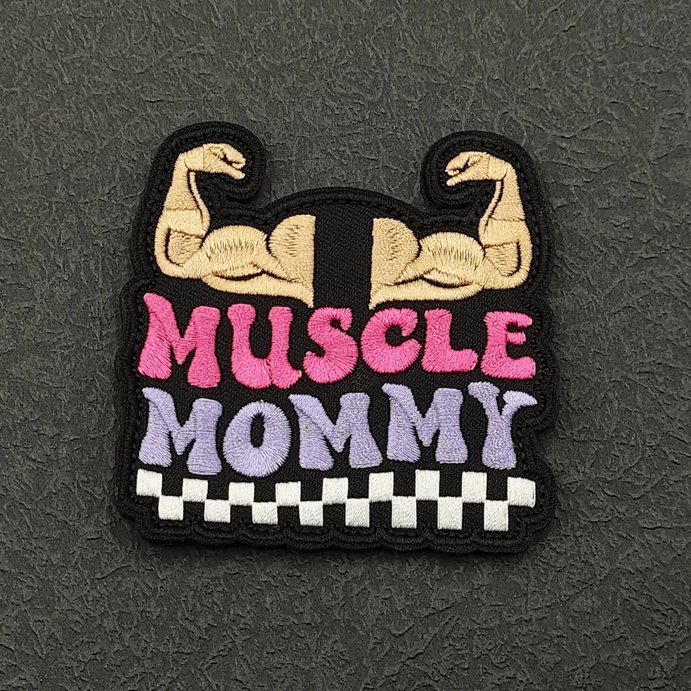 MUSCLE MOMMY 刺繍ワッペン ボディビルディング生地縫い付けアップリケ ジャケット肩用 DIYクラフト