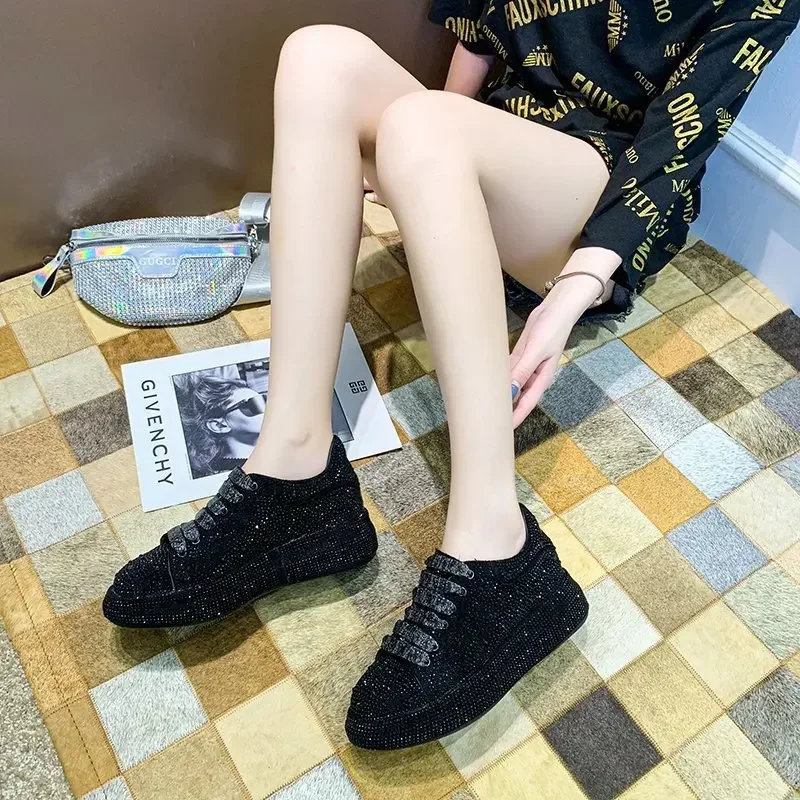 Brand Women's Sneakers Luxury Rhinestones Women Causal Shoes Designer Platform Sport Shoes Fashion Comfort Women Shoes Plus Size image 3