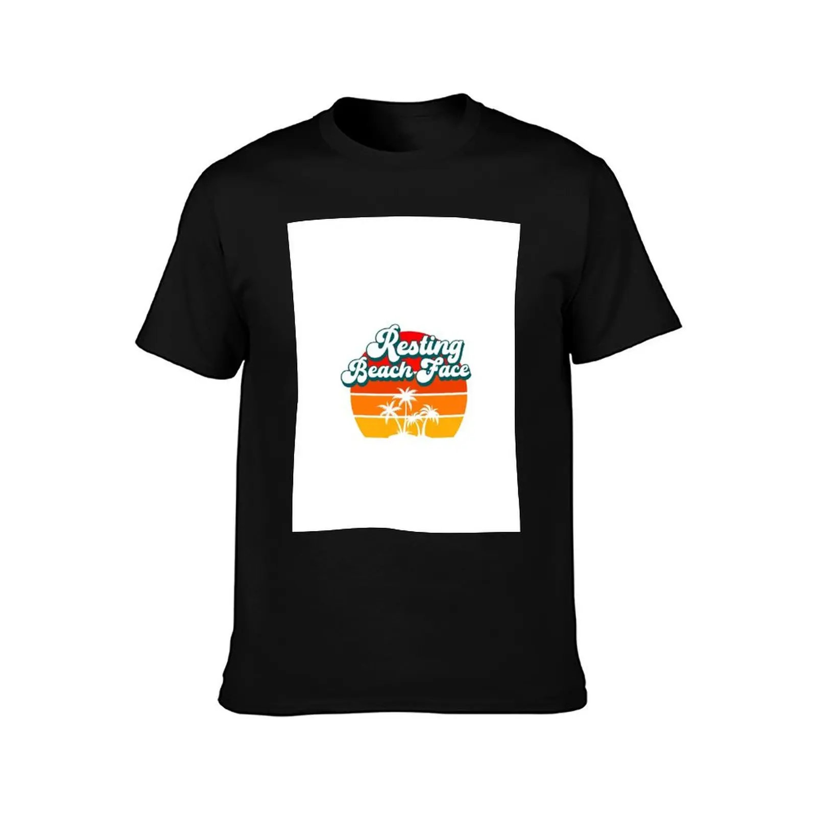 RESTING BEACH FACE Retro Vacation Funny Summer Quote T-Shirt Festival Casual Short Sleeve