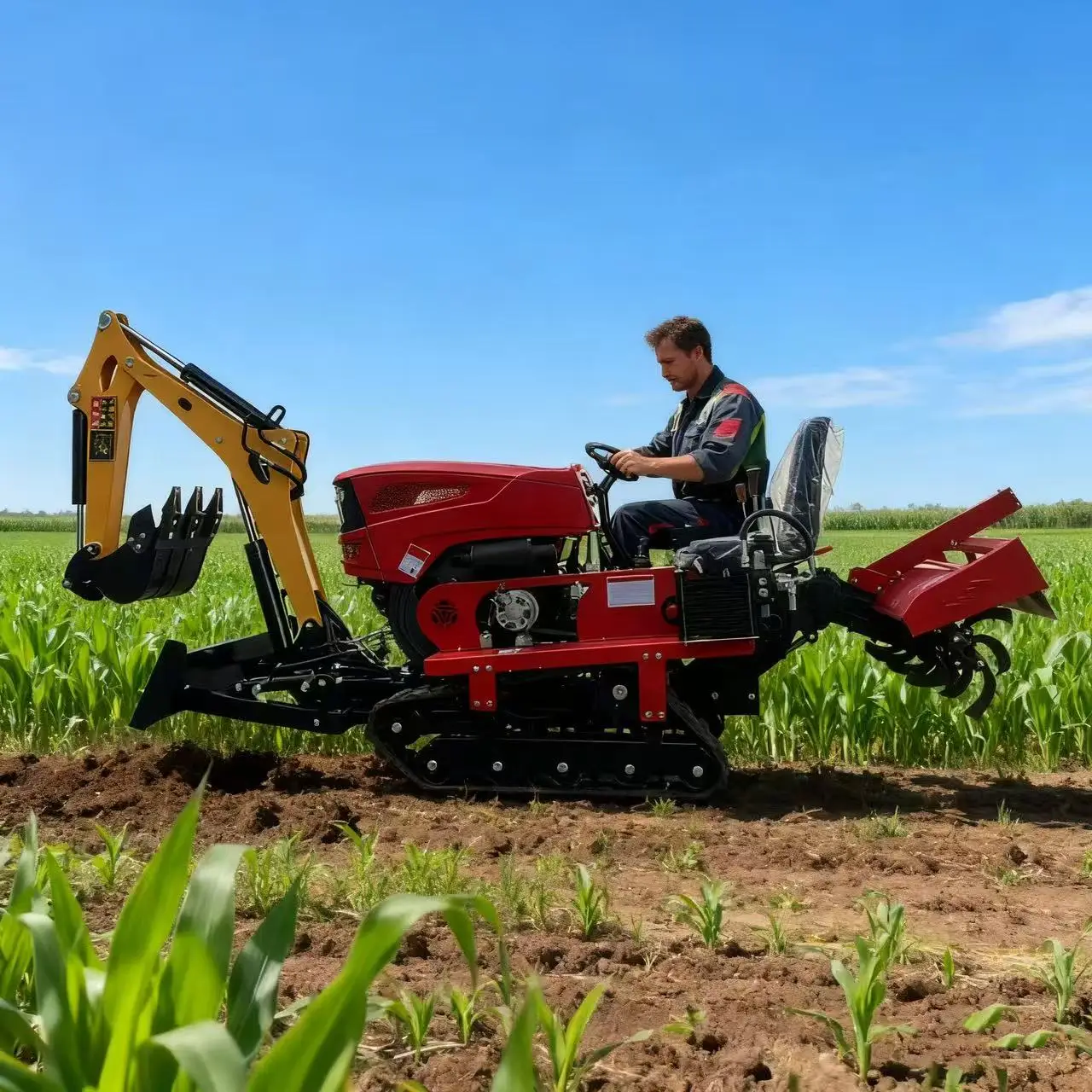 Four-wheel Drive Multifunctional diesel Rotary Tiller Household Micro-tillage Trencher Multifunctional Crawler Rotary Tiller view 3