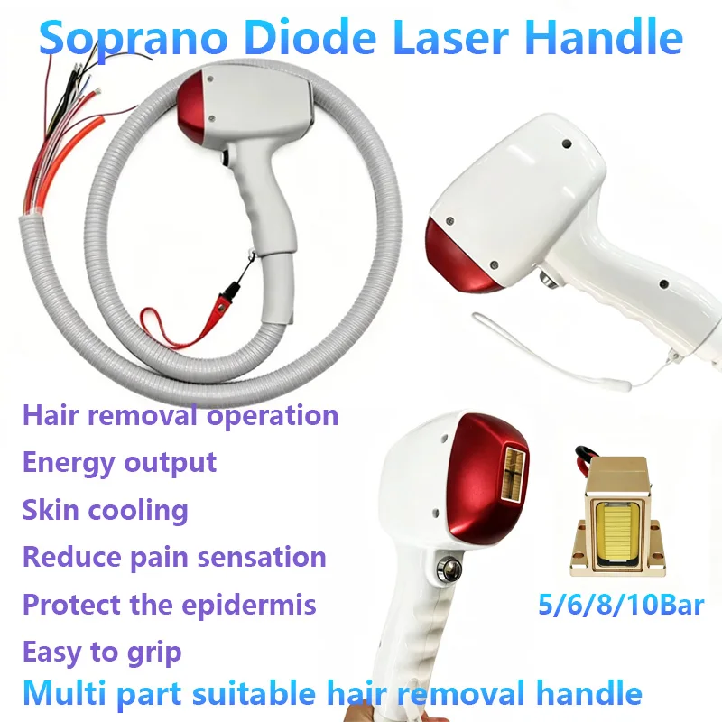3-in-1 808nm Diodenlaser-Haarentfernungshandstück mit 755/808/1064nm Hochleistungs-Halbleiter-Haarentfernungsgerät-Zubehör
