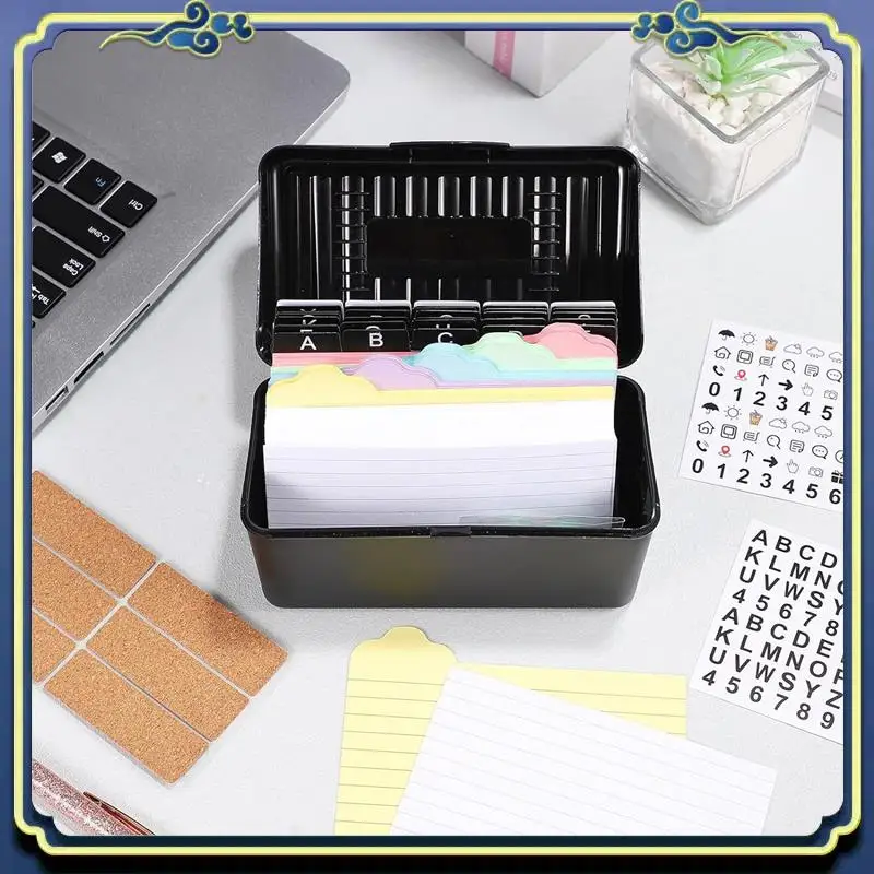 Portable Index Card Holder With Lock,Collapsible Index Card Box Fits 3X5-Inch Flash Cards - Business,Or Note Card Storage Boxes