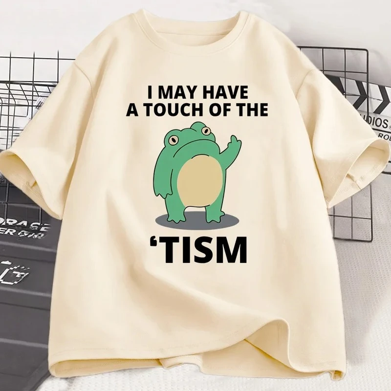 

I May Have A Touch of The Tism Funny TShirt Autism Retro T-Shirt Short Sleeve Tshirt Casual Women O-neck TShirt Tee Tops Graphic