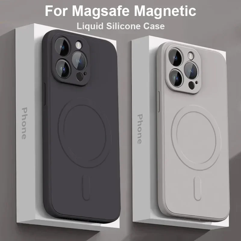 Flüssige Silikonhülle für iPhone 16 17 15 14 13 12 11 Pro Max Plus Mini Air für Magsafe Magnetic Wireless Charge Soft Cover Funda