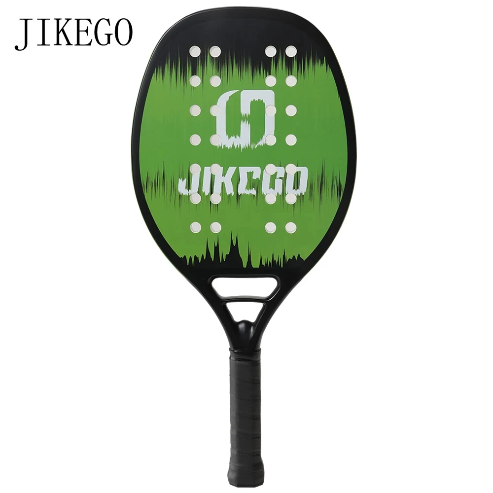 JIKEGO Beach Tennis Racket Racquet 19mm Thickness Carbon Fiber Matte Surface Paddle Original Professional Lightweight Green