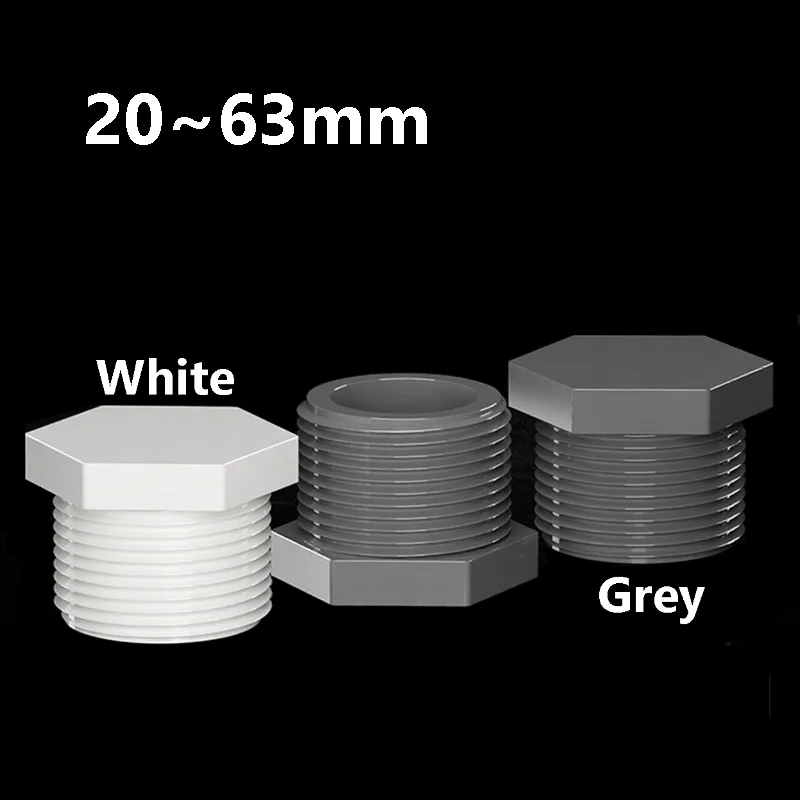 

20/25/32/40/50/63 мм заглушка с наружной резьбой из ПВХ, прочная пробка для труб для сантехники, водопроводные трубы, концевые заглушки, винтовая заглушка
