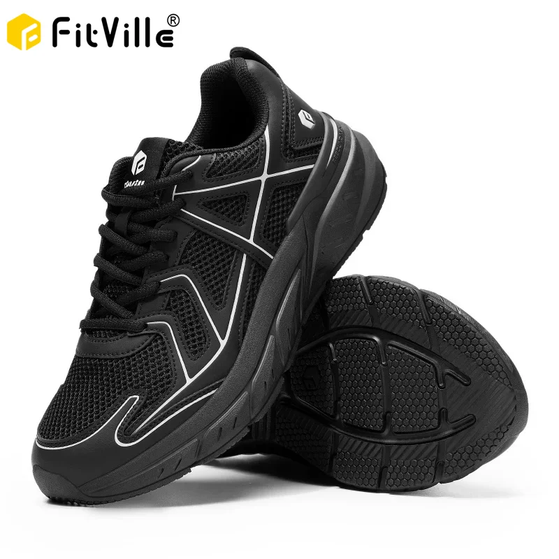 Fitville Newest Walking Shoes For Men Wide Width Thicker Cushioning Sneaker Bouncy Running Shoe Workout Gym Athletic