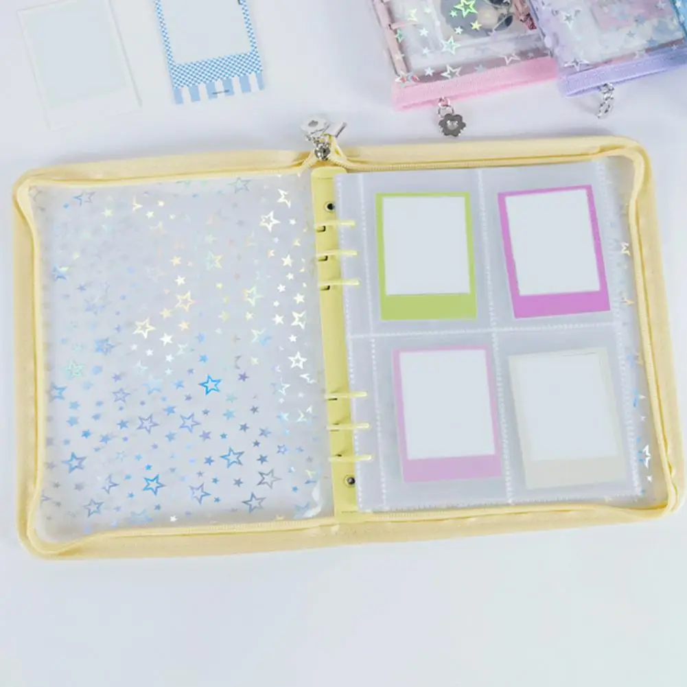Папка-биндер-на-молнии-с-прозрачным-окном-органайзер-для-карточек-обложка-из-ПВХ-со-звездным-узором-фотоальбом-портативный-формат-А5-сменные-листы-для-k-pop