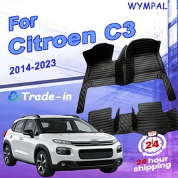 Citroen C3 용 맞춤형 자동차 바닥 매트 2014 2015 2016 2017 2018 2019 2020 2021 2022 2023 자동차 카펫 Foot Coche Accessorie