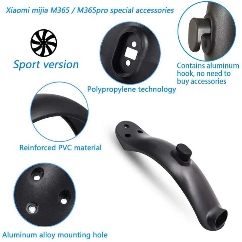 Short Ducktail Rear Fender for Xiaomi M365 1S Pro PRO2 Electric Scooter Back Tire Mudguard with Taillight Screws Scooter Parts