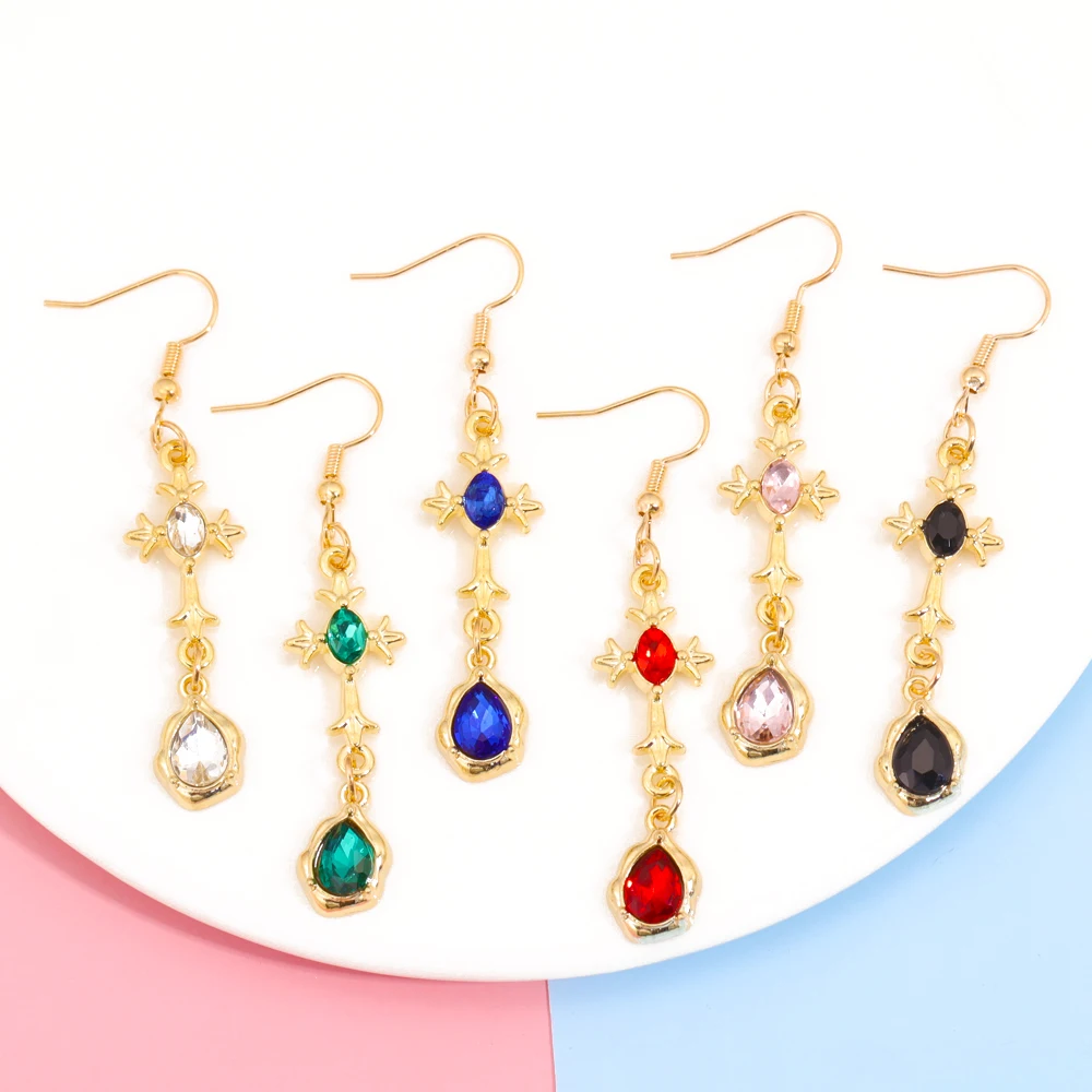 Koreanische Exquisite Kristall Wasser tropfen Ohrringe Für Frauen Mädchen Funkelnden Kristall Baumeln Ohrringe Party Urlaub Schmuck Geschenke