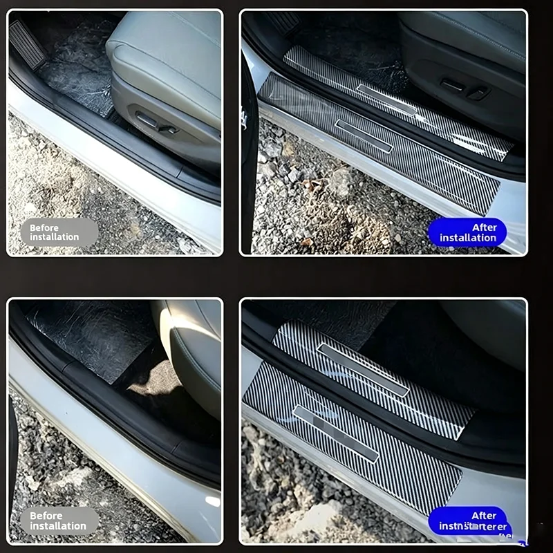 Car Carbon Fiber Door Sill Protector Plate Auto Door Step Scuff Cover Anti-Dirty Interior Trim Accessories For BYD Atto 3 2026