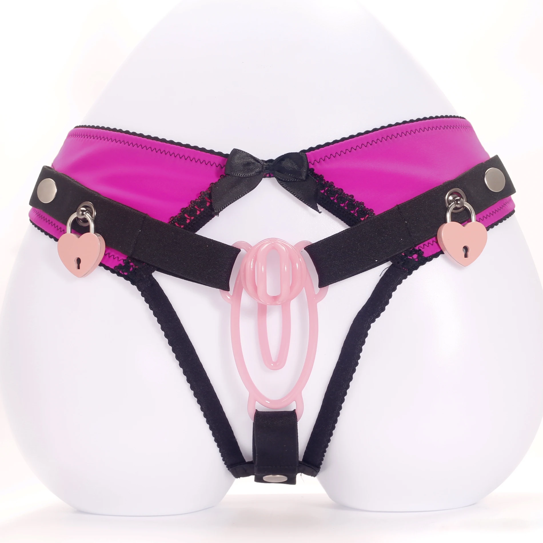 Sissy Training Lockable THONG, Chastity Panties, Anti-Falling Harness for Male Chastity Cage