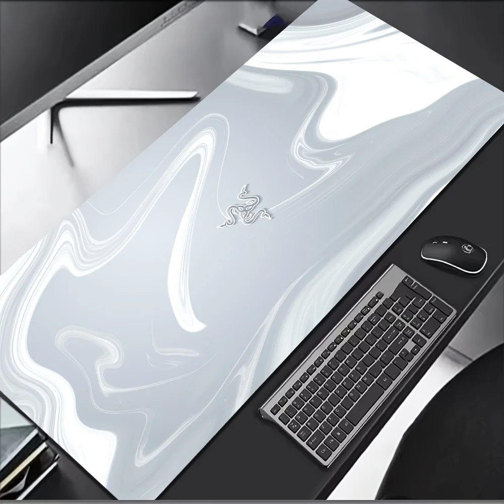 

Большой нескользящий коврик для мыши R-Razer-R с мраморным дизайном — прочный резиновый настольный коврик для офиса, программистов и геймеров