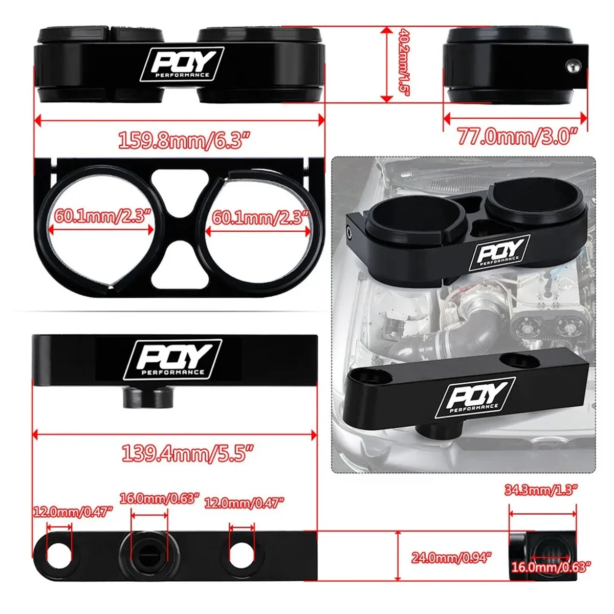 

2x 044 High Flow External Fuel Pump + Dual Bracket & Out Manifold AN8