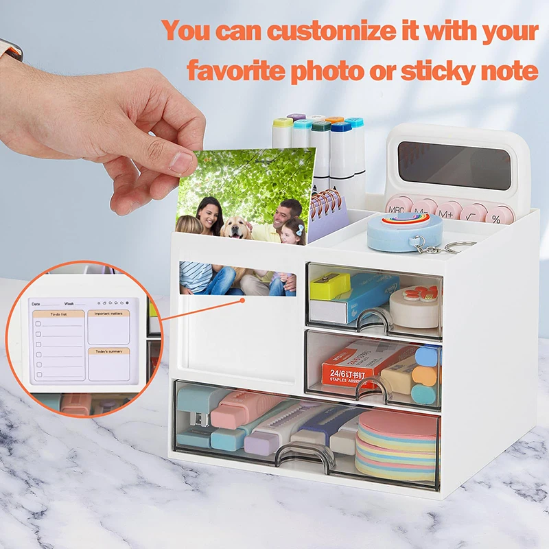 

Desktop Storage Box Storage Office Student Dormitory Divided Pen Holder Transparent Drawer Multi functional Combination Overlay