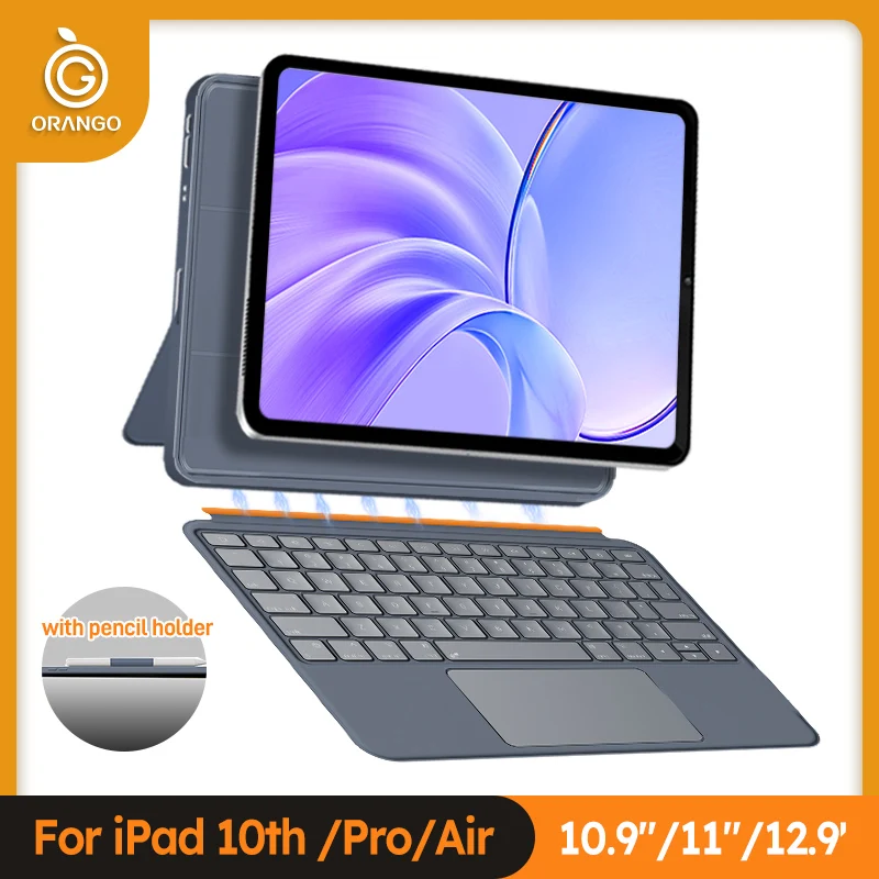 

ORANGO Backlight Magic Keyboard для iPad Air 6/5 2024 M2 13-дюймовый смарт-чехол для iPad Pro 11 12,9 Съемный чехол-карандаш