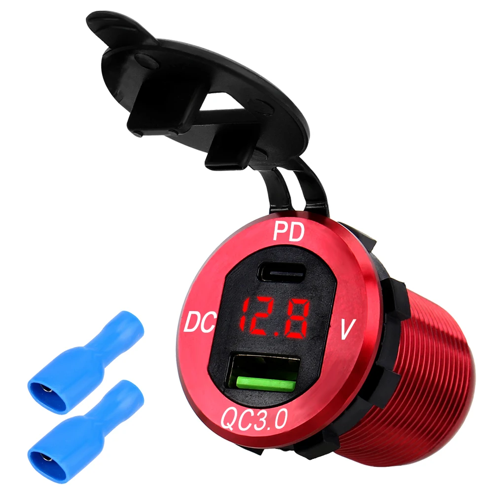 PD Typ-C QC3.0 USB 40W 12-24V für Auto RV LKW Motorrad Yacht Ladegerät Buchse