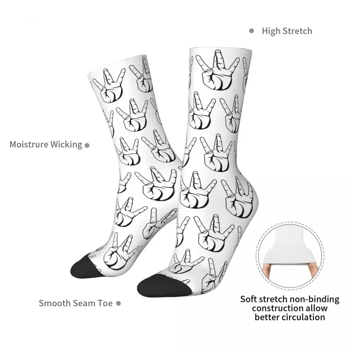 Westside West Coast Rap Hip Hop Hand Sign Socks Harajuku Sweat Absorbing Stockings All Season Long Socks for Birthday Present