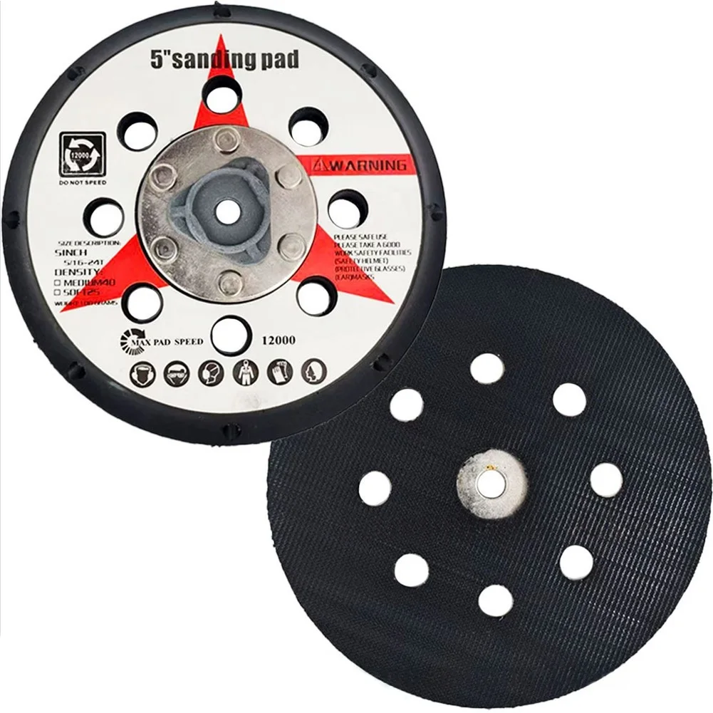 5inch 8 Holes Hook & -Loop Backing Pad M8 Thread Polishing Disc For Sanding Wood Backing Sanding Disc Pad Power Tools
