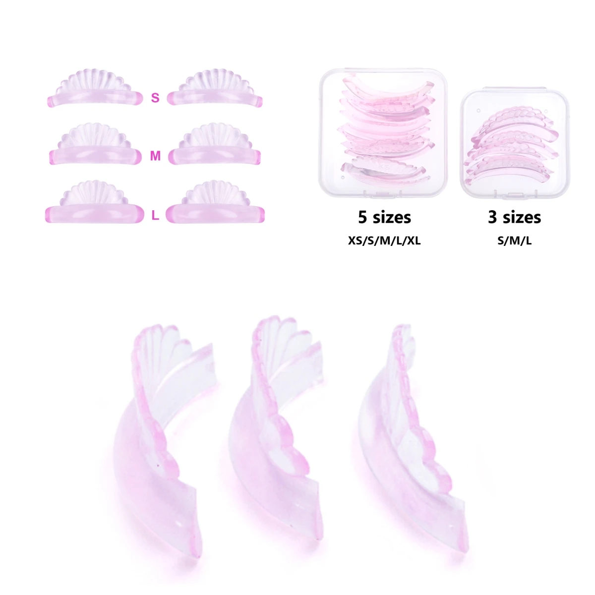 Almohadillas de silicona para levantamiento de pestañas, 3 pares o 5 pares, rizador de pestañas 3D, parches para ojos, herramientas aplicadoras, accesorios de extensión de pestañas