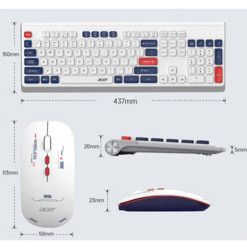 Imagem -06 - Acer-conjunto de Teclado e Mouse sem Fio Dual-mode Bluetooth Carregamento Tipo-c Adequado para Celulares Tablets Km416w