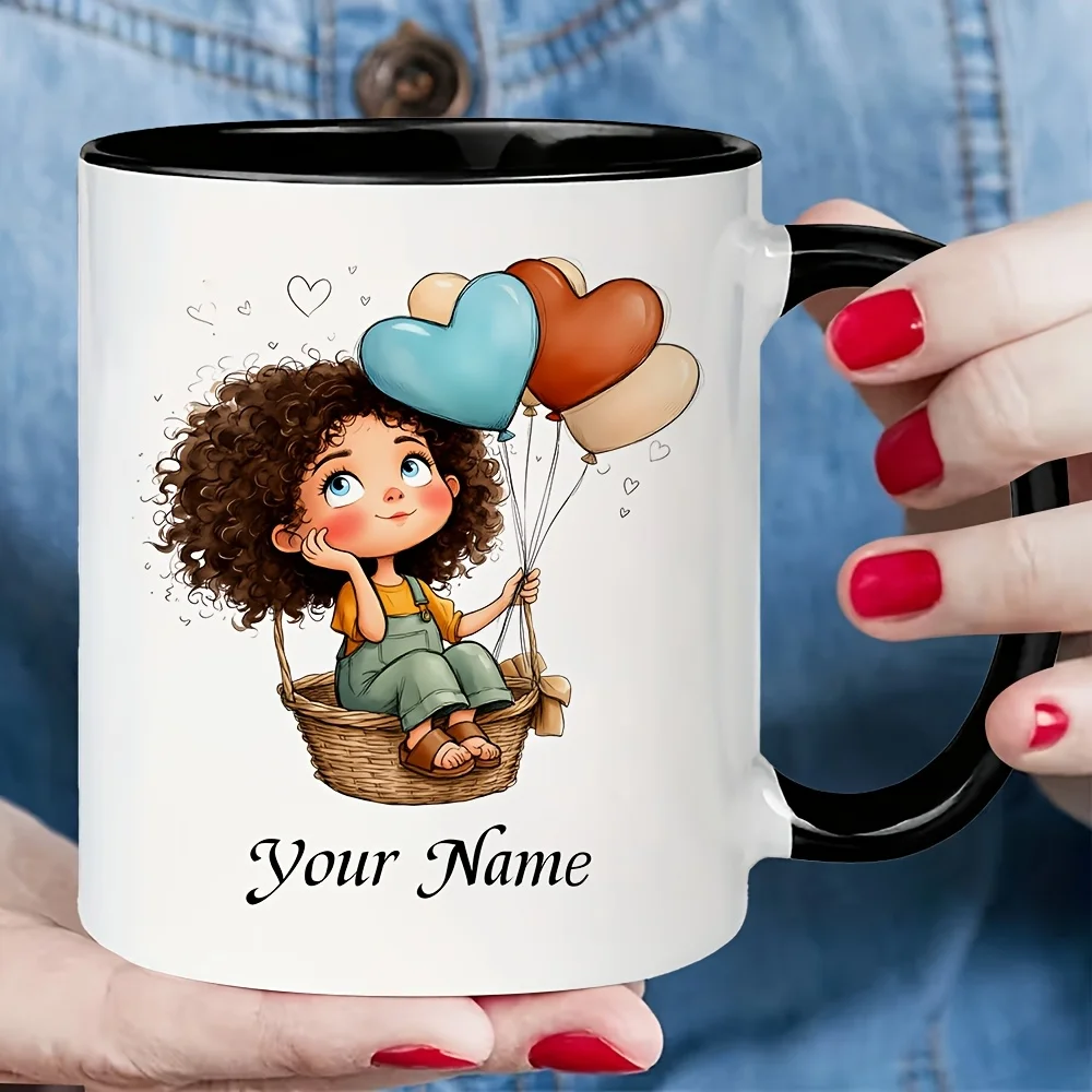 Custom Name White Ceramic Mug Cartoon Character Coffee Cup High Quality Personalized Water Cup the Gift for Friends or Family
