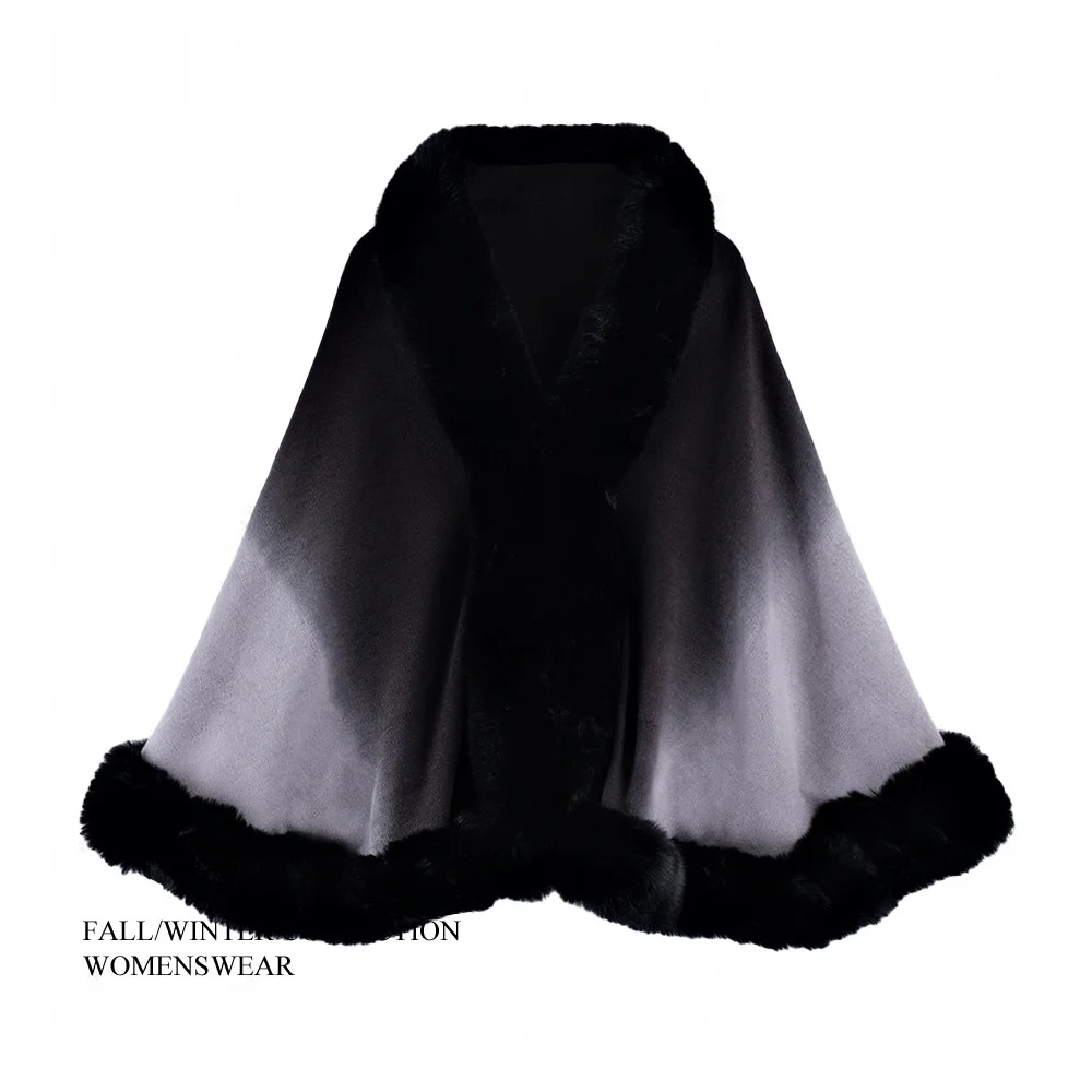 Herfst Winter adient Kleur Konijnenbont Kraag priem op Jas Oversize Gebreide Bovenkleding Ele Sle Batwing Sve