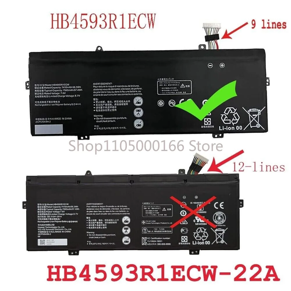 Replacement new 7.6V HB4593R1ECW battery for Huawei Matebook X Pro i7 Mach-W29 2 Laptop Batteries