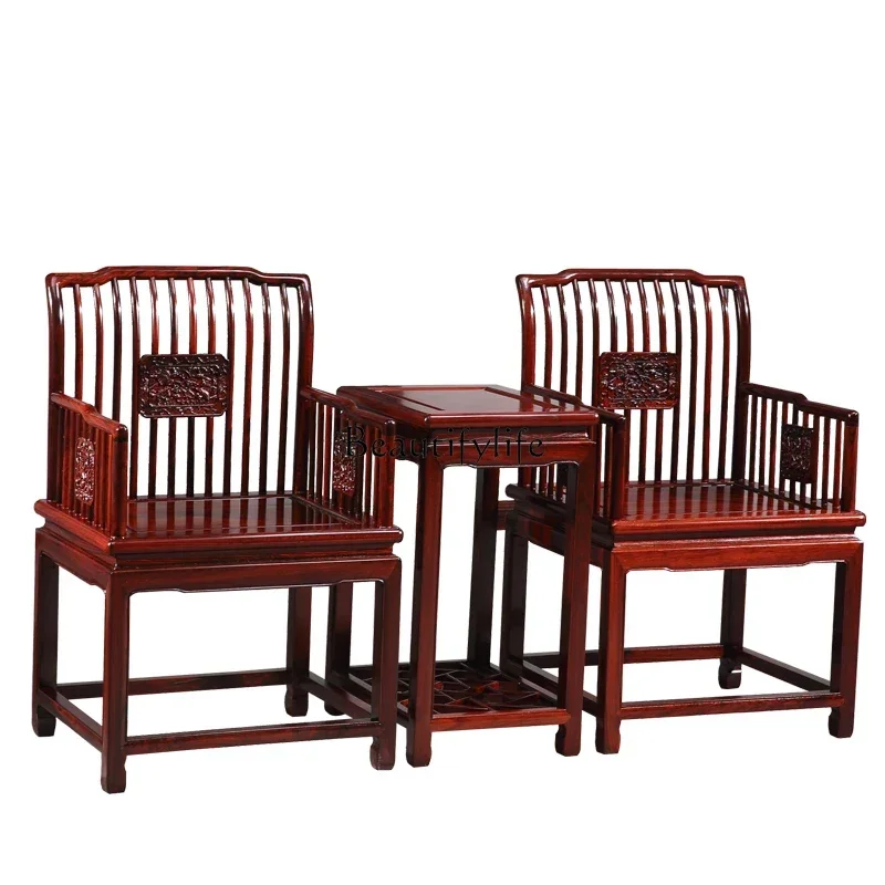 

Mahogany Ming and Qing leisure meeting chair Chinese style chair coffee table three-piece set