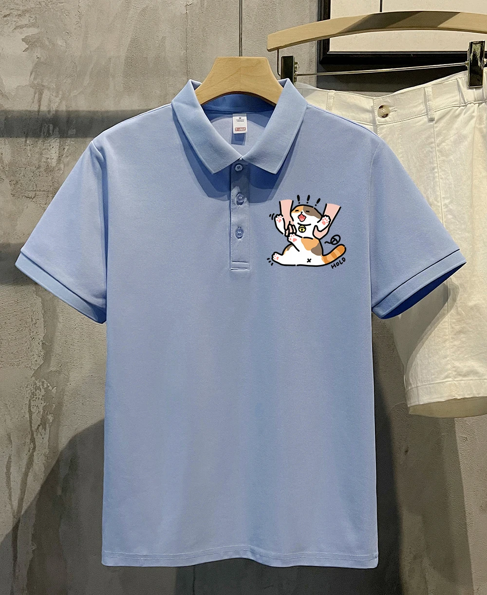 

Creative Cat Mouse Printed Men T Shirt Summer Comfortable Polo Shirts Casual Collar Clothes Hip Hop Sport Man Short Sleeve