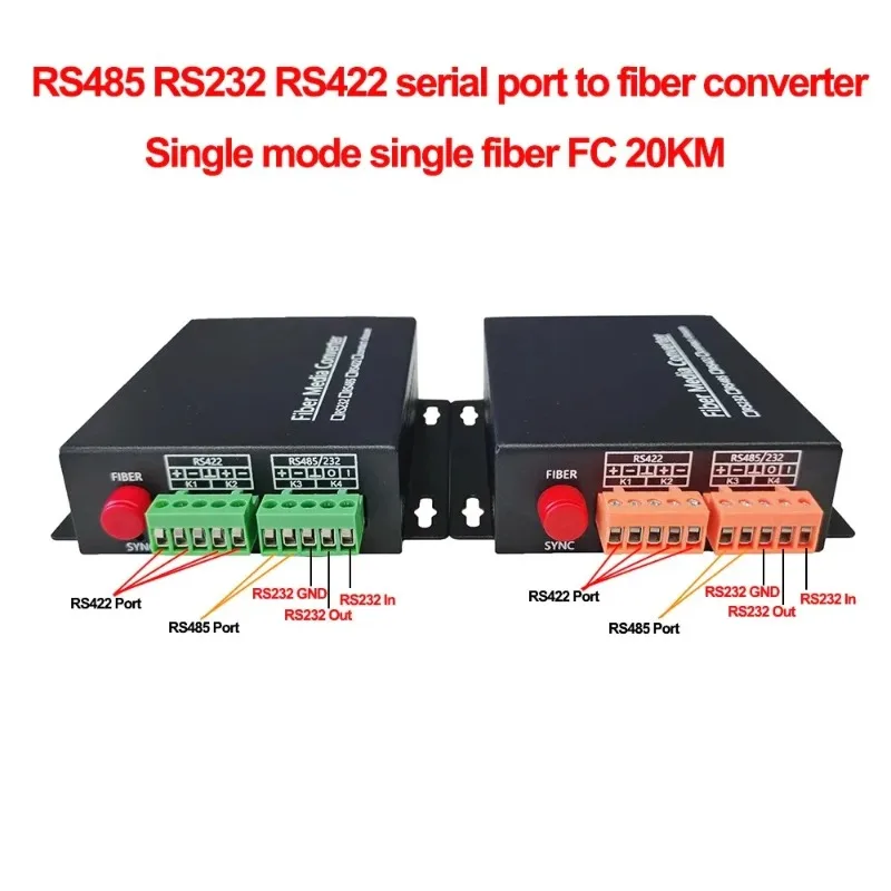 unique RS-232/422/485 Serial Port To Fiber Converter RS-485, RS-422, RS-232 To Fiber optic optical modem Single Fiber SM FC DC12